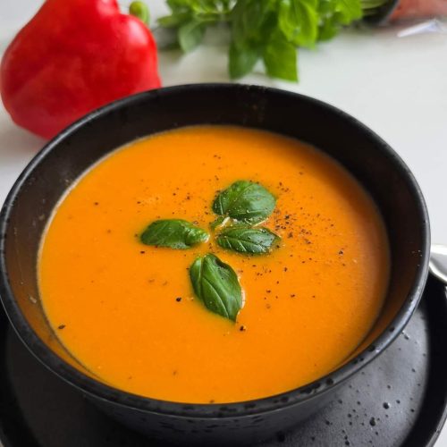 Soupe à la crème de poivrons (méthode traditionnelle & Thermomix)